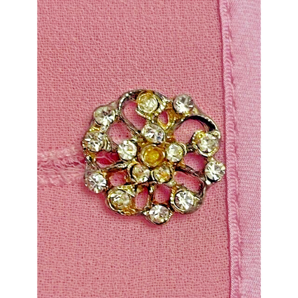 VINTAGE Tally Taylor Womens Sz 14 Suit Top Blazer Formal PINK RHINESTONE BUTTONS - Picture 11 of 14